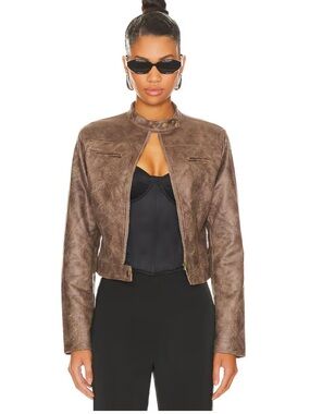 Lioness Bella Moto Jacket in Chocolate NWOT
